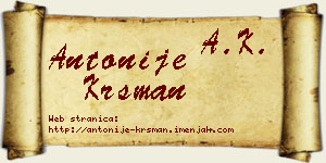 Antonije Krsman vizit kartica